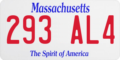 MA license plate 293AL4