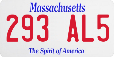 MA license plate 293AL5