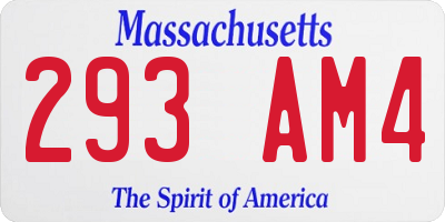 MA license plate 293AM4