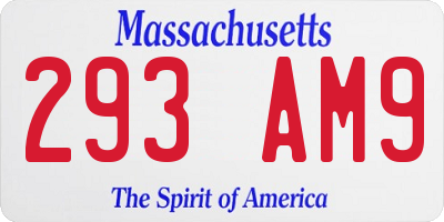 MA license plate 293AM9