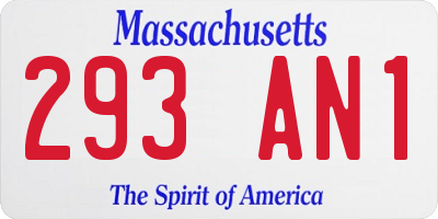 MA license plate 293AN1