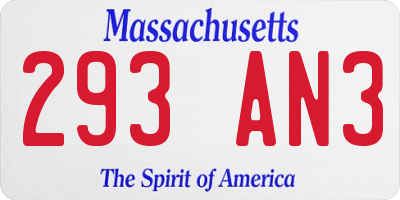 MA license plate 293AN3