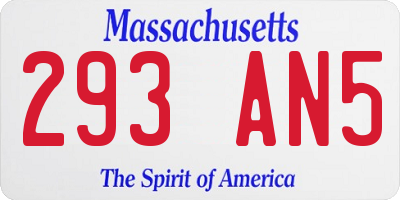 MA license plate 293AN5