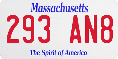 MA license plate 293AN8