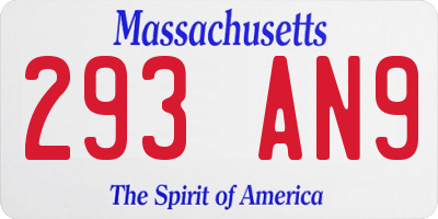 MA license plate 293AN9