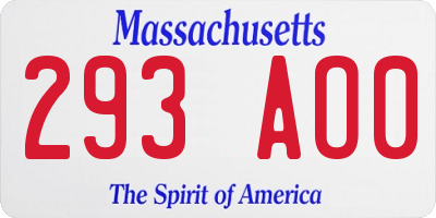 MA license plate 293AO0