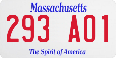 MA license plate 293AO1