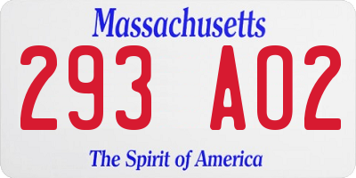 MA license plate 293AO2