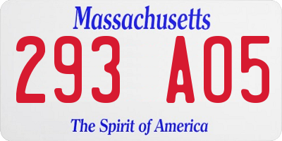 MA license plate 293AO5