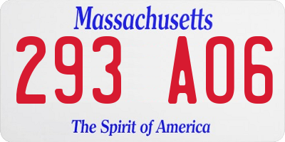 MA license plate 293AO6