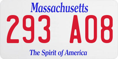 MA license plate 293AO8