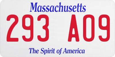 MA license plate 293AO9