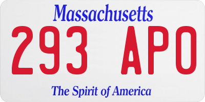 MA license plate 293AP0
