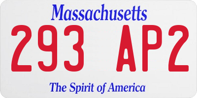 MA license plate 293AP2