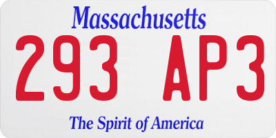 MA license plate 293AP3