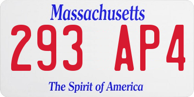 MA license plate 293AP4