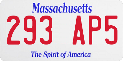 MA license plate 293AP5