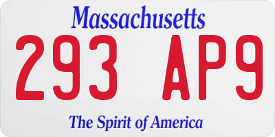 MA license plate 293AP9