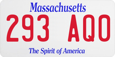 MA license plate 293AQ0