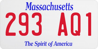MA license plate 293AQ1