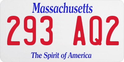 MA license plate 293AQ2