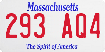 MA license plate 293AQ4