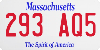MA license plate 293AQ5