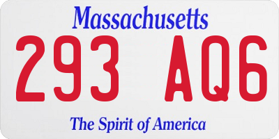 MA license plate 293AQ6