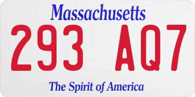 MA license plate 293AQ7