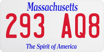 MA license plate 293AQ8