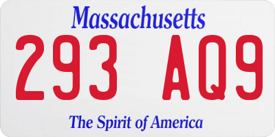 MA license plate 293AQ9