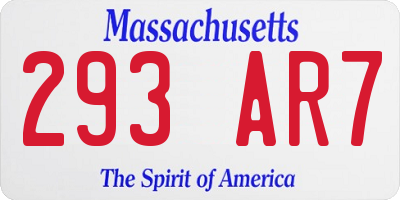 MA license plate 293AR7