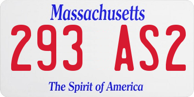 MA license plate 293AS2