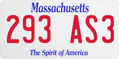 MA license plate 293AS3