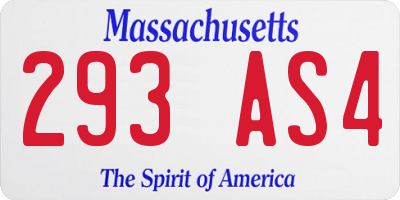 MA license plate 293AS4