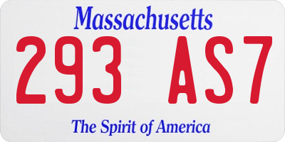 MA license plate 293AS7