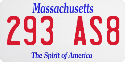 MA license plate 293AS8