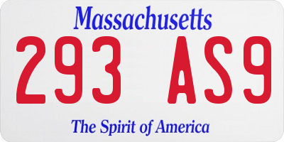 MA license plate 293AS9