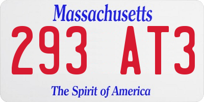 MA license plate 293AT3
