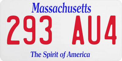 MA license plate 293AU4