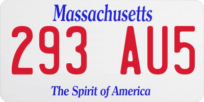 MA license plate 293AU5