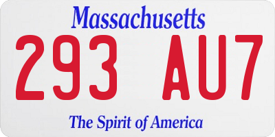 MA license plate 293AU7