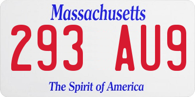 MA license plate 293AU9