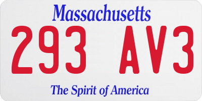 MA license plate 293AV3