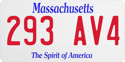 MA license plate 293AV4