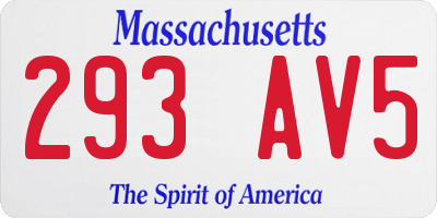MA license plate 293AV5