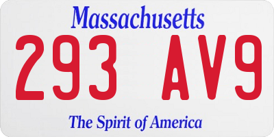 MA license plate 293AV9