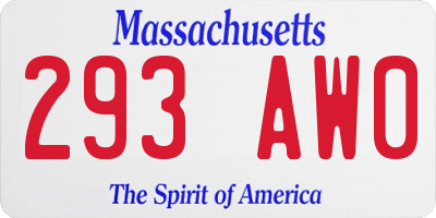 MA license plate 293AW0