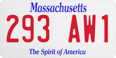 MA license plate 293AW1