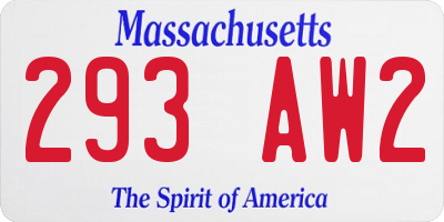 MA license plate 293AW2